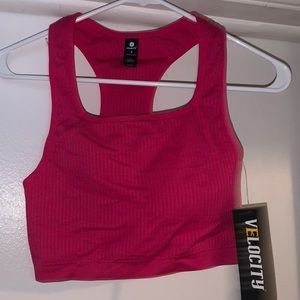 Pink Ribbed Sports Bra Tank Top